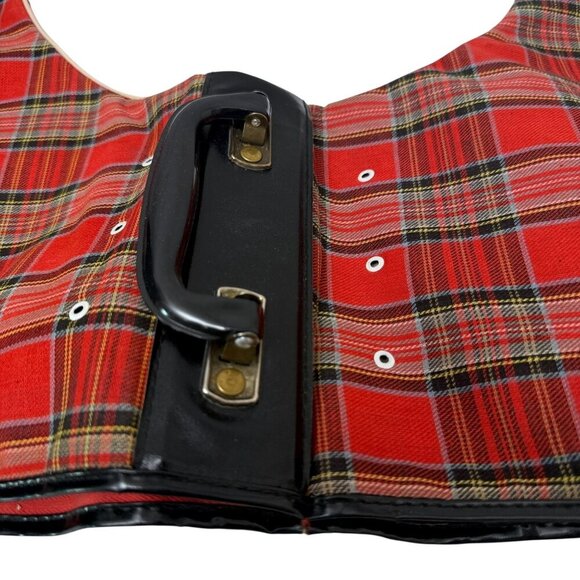 Vintage Ice Skates Bag with Handle Red Plaid Retro Holiday MCM Christmas Decor - Picture 5 of 13